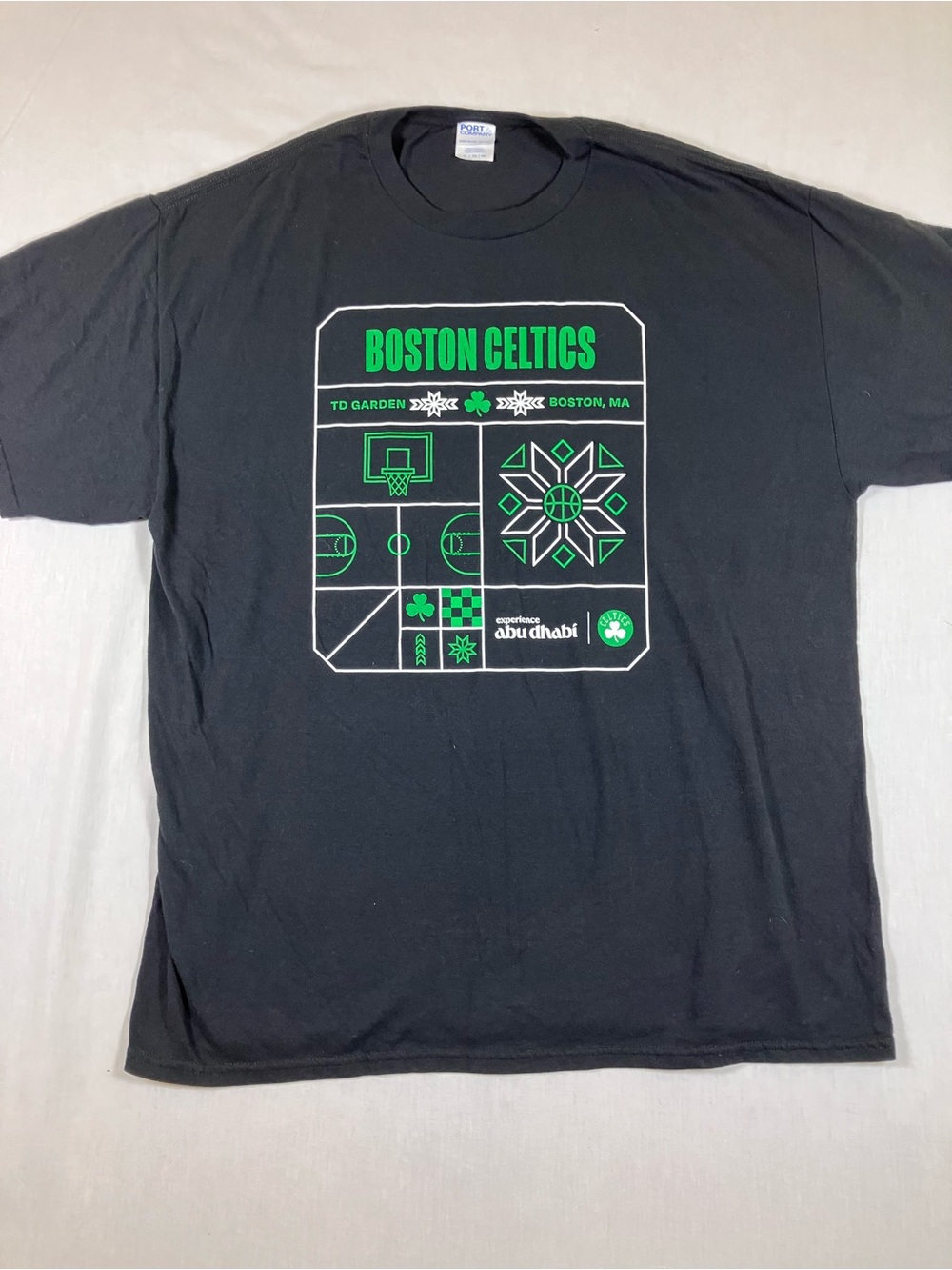 Port and Company Black Boston Celtics Graphic Tee with Green Print